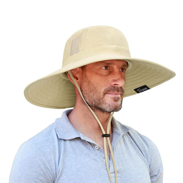 Safari Sun Hat Wide Brim Bonnie Fishing Cap with Adjustable Drawstring Olive for Men & Women