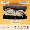LAGO TERRA Retro Floral Print Hard Shell Glasses Case - Cornflower Blue (Medium)