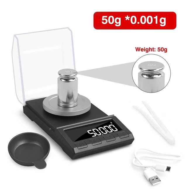 Electronic Carat Scale High Professional Digital Milligram Scale 50g/0.001g  Mini Balance Powder Scale Jewelry Carat Scale Digital Weight with  Calibration Weight Tweezer and Weighing Pan 