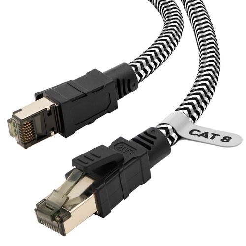 LAN Cable CAT8 1M Soohut Mesh LAN Cable Category 8 High Speed 40Gbps/2000MHz CAT8 Compliant Ethernet Cable Shielded for Modems Routers Switch/PS4/PS5 Xbox and More for Corporate Run Cable Home