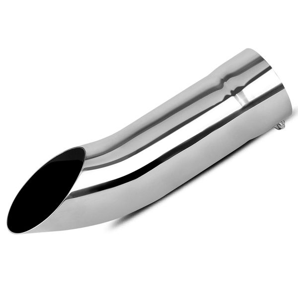 AUTOSAVER88 4 Inch Inlet Exhaust Tip, 4" Inlet 4" Outlet 15" Overall Length Stainless Steel Turn Down Tailpipe Chrome-Plated Exhaust Tips