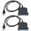 OTOTEC 2Pcs USB to 25PIN DB25 Parallel Printer Cable Adapter 80cm for Printer Computer Black