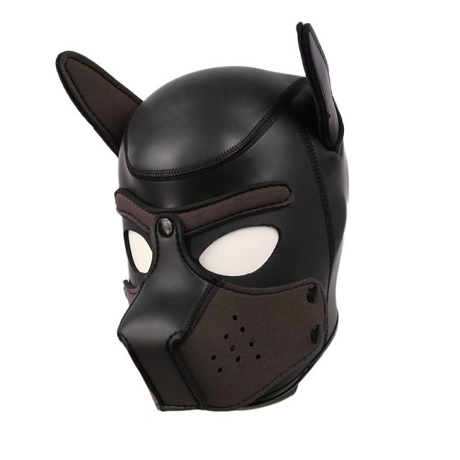 Moleney Adults Neoprene Puppy Hood Mask, Removable Cosplay Dog Full Face Pup Hood Mask