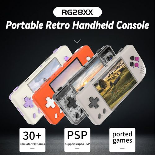 RG28XX Retro Game Console 2.83 Inch 640*480 IPS Screen Linux System Built-in 64GB TF Card,with 3100mAh Battery Linux System Games Consoles,Support HD and TV Output Casual Game Console(White)