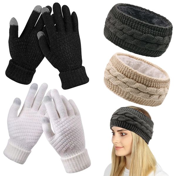 TYXHXTF 2 PCS Gestrickt Stirnband Winter Stirnband Damen Strick Ohrenwärmer Haarband Haarreifen, Haarbänder Verdicken Headwrap Kopfband Elastische für Damen/Frauen/Mädchen