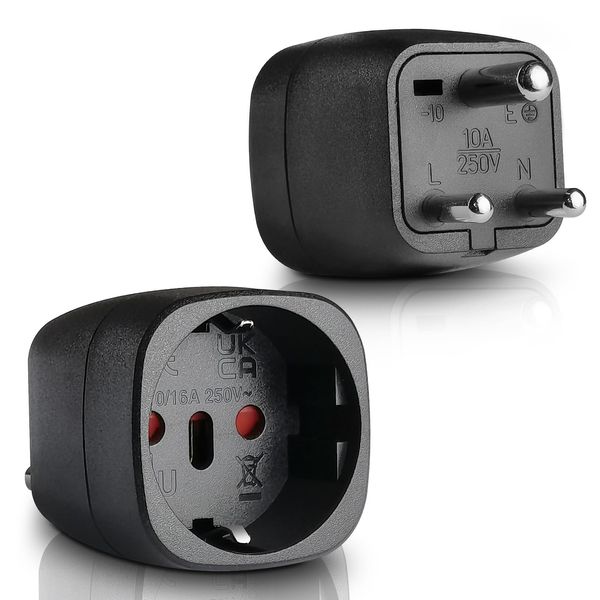 2 Stück Reisestecker for Indien,Typ D Adapter Indien Steckdoser,Germany to India Adapter,EU auf Indien Reisestecker Outlet Indien Power Adapter Travel Adapter für Indien Sri Lanka,Nepal