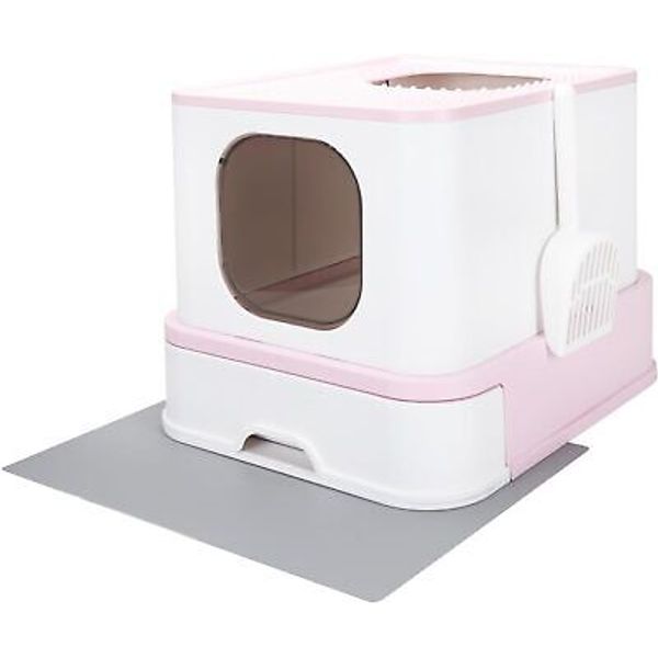 RIZZARI Millions Sold Wordwide Cat Litter Box, Large Top Entry Large, Pink