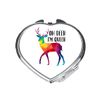 Oh deer I'm queer low poly rainbow LGBT pride statement compact pocket mirror - silver heart shape