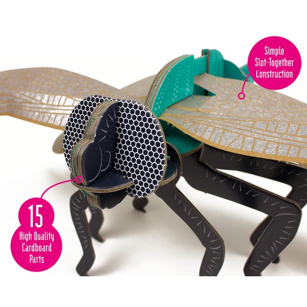 Build Your Own Beautiful Dragonfly - Pull Tab Flapping Wing Action - Eco Friendly Cardboard Craft Kit - Ages 8+