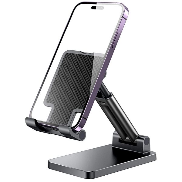 (2023 New Release) Smartphone Stand, Tabletop, Foldable, Mobile Phone Stand, Tablet Stand, Smartphone Holder, Height Adjustment, Anti-Slip, Lightweight, Compact, Portrait or Landscape, Free Both