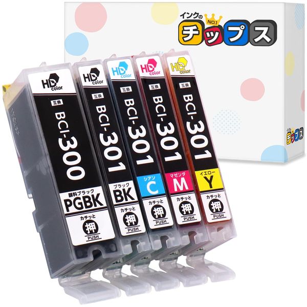 Ink Chips: BCI-301 BCI-300 BCI-300 BCI-301+300/5MP 5 Color Set Compatible Ink Cartridges (Supervised by Japanese Engineers), Remaining Level Indicator Compatible: Uses Japanese Additives, Compatible