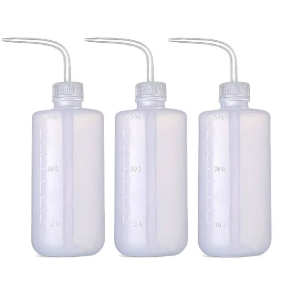 BEADNOVA Irrigation Bottle 500ml 17oz Indoor Plant Watering Can Water Squirt Bottle Plastic Rinse Bottle for Eyelash Extensions Eye Wash Tattoo Lab (3pcs)