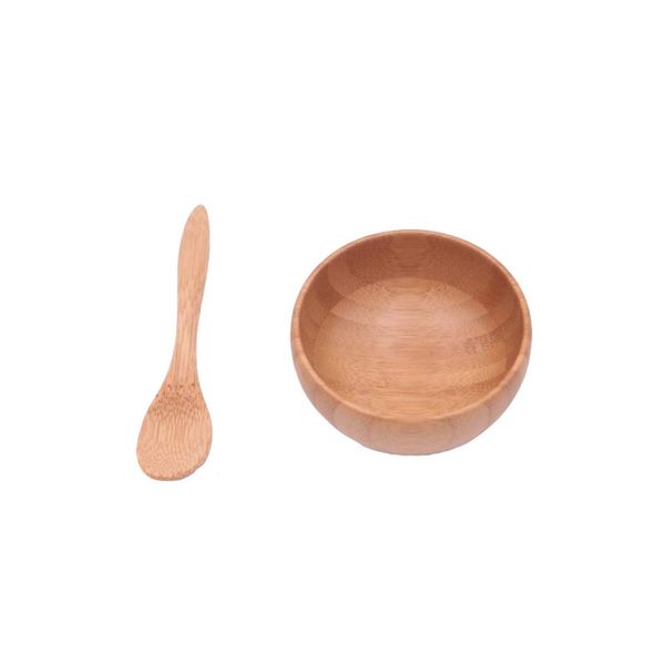 Eco Bamboo Facial Skin Care Mask Bowl Stick Mixing Bowl Spoon Suit Children Bamboo Bowl