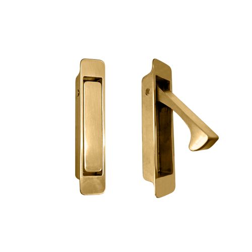 QCAA Forged Solid Brass Edge Pull, Sliding Pocket Door Pull Handle, Polish Brass, 2 Pack, Made in Taiwan