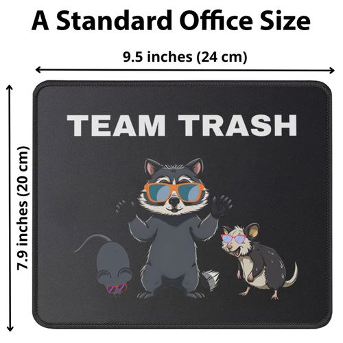 Team Trash Opossum Raccoon Rat Mouse Pad Funny Animals Garbage - Gag Gift for Animal Lover - Computer Mouse Mat 9.5 Inch for Men, Women