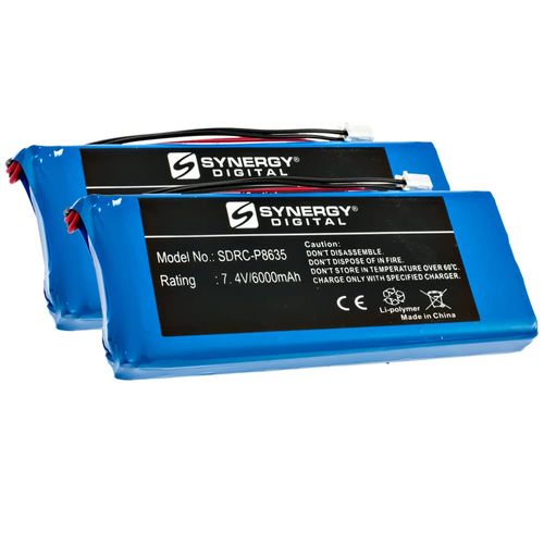 Synergy Digital Remote Control Batteries, Compatible with DJI GL300E Remote Control, (Li-Pol, 7.4V, 6000mAh), Pack Includes: 2 x SDRC-P8635 Batteries
