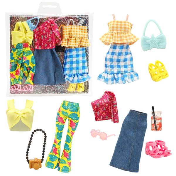 BARWA Doll Clothes and Accessories Dresses Outfits Tops Pants Shoes Bags Camera Drinks Dress up Toys Festival Gifts for Girls Age 5-7 8-10