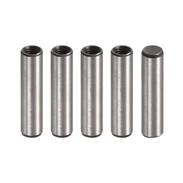 sourcing map M4 Internal Thread Dowel Pin 5pcs 6x25mm Chamfering Flat Carbon Steel Cylindrical Pin Bed Bookshelf Metal Devices Industrial Pins