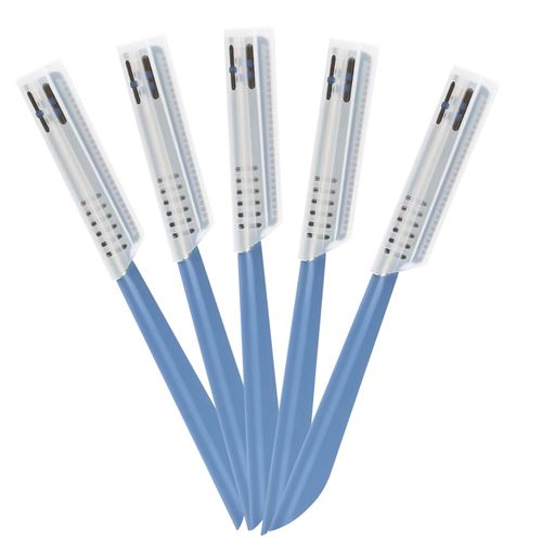 5 Pcs Beard Mustache Straight Edge Razors, Men's Edgers Trimmer Shaping Tool Eyebrow Shaper Facial Fuzz Remover Hair Shaver Stainless Steel Razor Replacement for Travel Grooming Styling