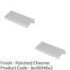 2 Pack - Square Edge Finger Pull Handle - Polished Chrome 100mm - Slim Cupboard Drawer