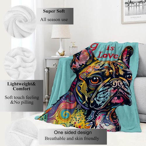 VODRM French Bulldog Blanket Pop Art Dog Throw Blankets,Birthday Gifts for Kids Adult Women & Pet Lovers,Lightweight Soft Fleece,for Sofa Couch Bed Room Farmhouse Art Decor 50x60in
