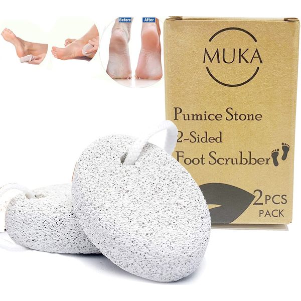 Set of 2 Foot Care Pumice Stones, Natural Stones for Hard Skin, Foot Scrub, Calluses, Gently Exfoliate Skin, Smoother and Softer Heels, Men and Women Foot File