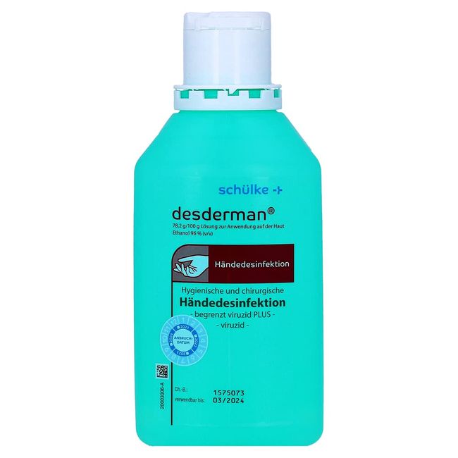 Schülke Desderman® 500ml Händedesinfektionsmittel | Desinfektionsmittel zur Anwendung auf der Haut| optimale Hautverträglichkeit | rückfettend