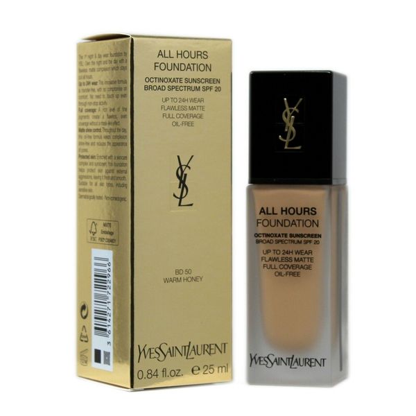YSL ALL HOURS FOUNDATION OCTINOXATE SUNSCREEN SPF20 OIL-FREE 25ML #BD50