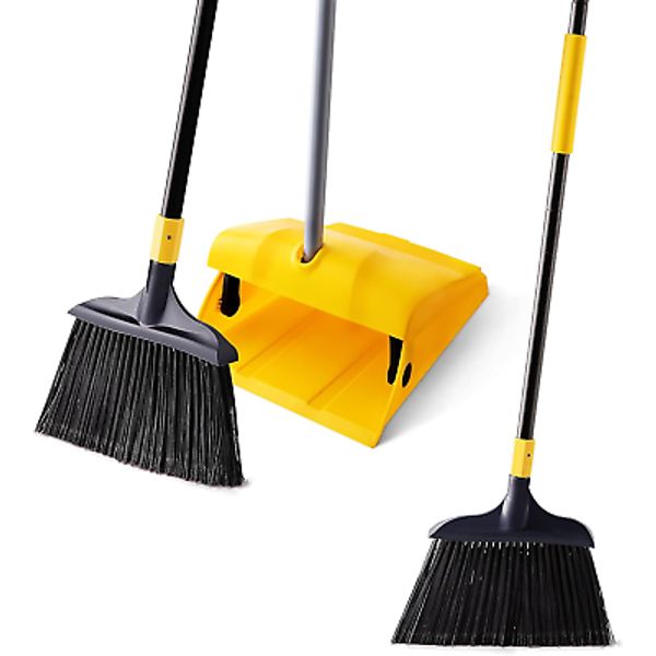 Heavy Duty Broom and Dustpan Set with Windproof Cover Commercial Outdoor Indoor