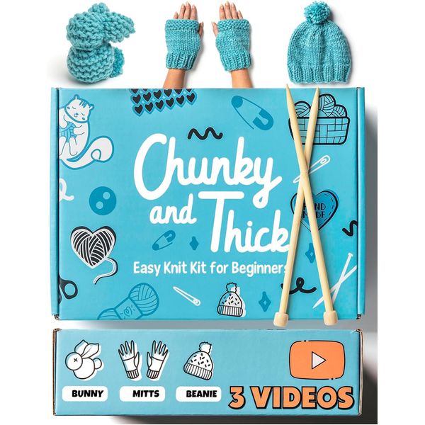 Complete Knitting Kit for Beginners - Learn to Knit Kit with Knitting Accessories Like Thick Beginner Yarn, Bamboo Needles for Beginners & More - Includes Video Tutorials & Written Guide
