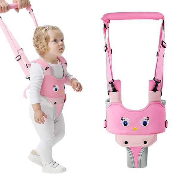 Baby Walking Harness, IULONEE Toddler Assistant Walking Learning Helper Adjustable Safe Stand Hand Held Walking Belt Safety Harness for Infant (Pink)