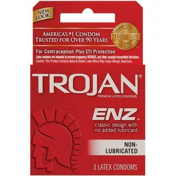 Trojan ENZ Premium Latex Condoms Non Lubricated Classic Design 3 ct Pack of 10