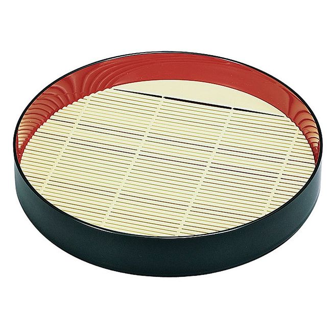 Miyamoto Sangyo Noodle Plate, Buckwheat Plate, Round, Vermilion Kurochi, Diameter 8.0 x 1.4 inches (20.4 x 3.5 cm)