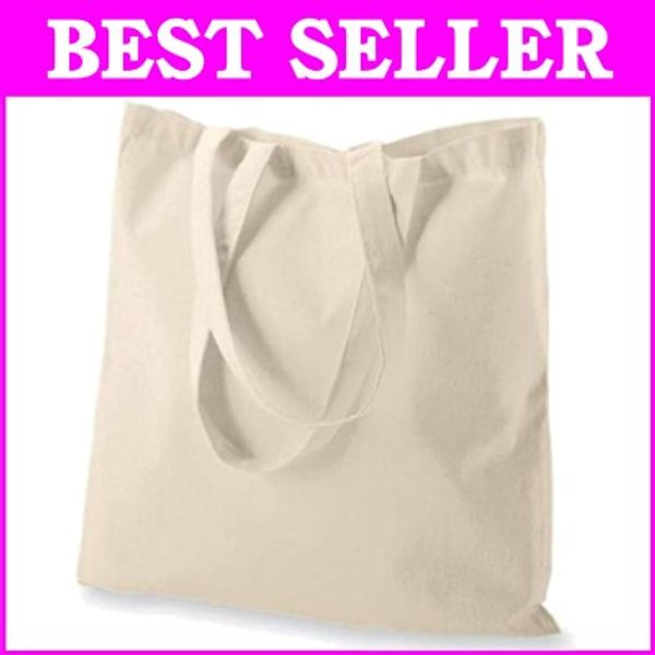 Recyclable 50-Pack Cotton Tote Bags - 15x16 Natural Color for Eco Initiatives
