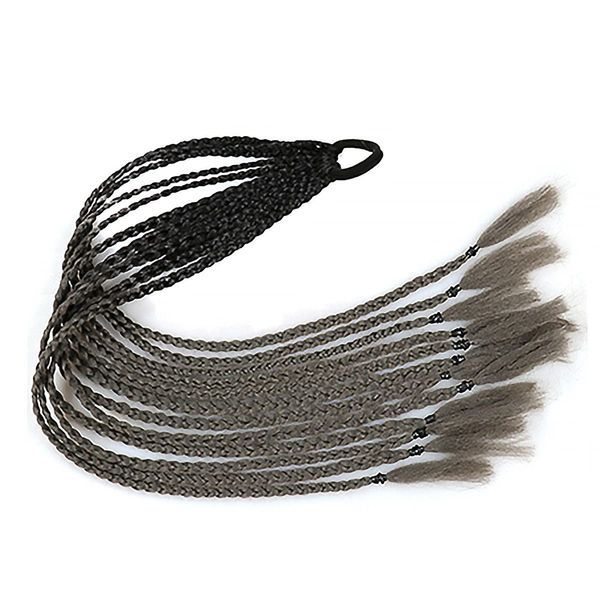 TefuRe Q37-B35 Braid Extensions Ponytail Hair Extensions for Kids Dance Elastic Easy to Wear Blaze Extensions Video Grey