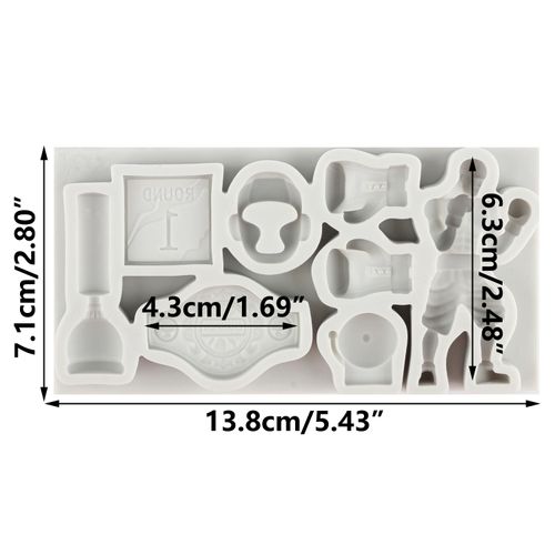 MINFEIDMS Boxing Sports Silicone Molds Boxer Cake Fondant Mold Boxing Helmet Boxing Glove Boxing Belt Molds For Cake Decorating Cupcake Topper Chocolate Candy Gum Paste Polymer Clay