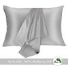 Silk Pillowcase 2 Pack 100% Mulberry Hypoallergenic King Size Grey