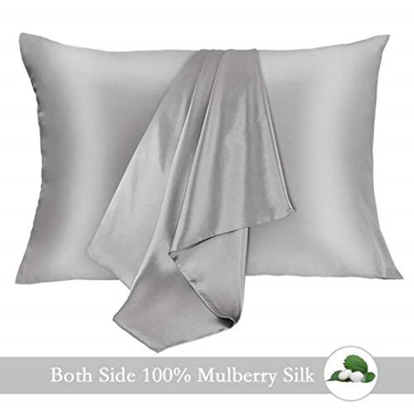 Silk Pillowcase 2 Pack 100% Mulberry Hypoallergenic King Size Grey