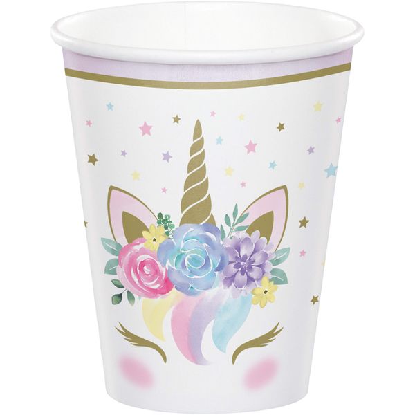 Creative Party PC343968 Floral Unicorn Baby Paper Cups-8 Pcs