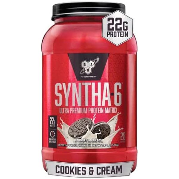 bsn syntha-6 whey protein powder micellar casein chocolate milkshake 48 servings (packaging may vary), cookie cream, 28 servings (1 pack)