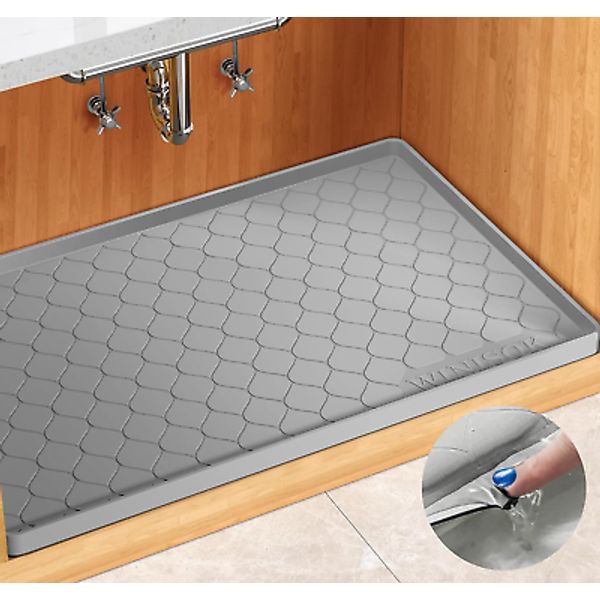 Waterproof Under Sink Mat 37�x22� Silicone Tray for Kitchen & Bathroom