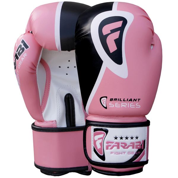 Farabi Sports Boxing Gloves Women Kickboxing Gloves Womens Boxing Gloves 8-oz 10-oz 12-oz 14-oz 16-oz Pink Boxing Gloves for Kickboxing, Punching Bag, MMA, Muay Thai and Training (10-oz, Pink)