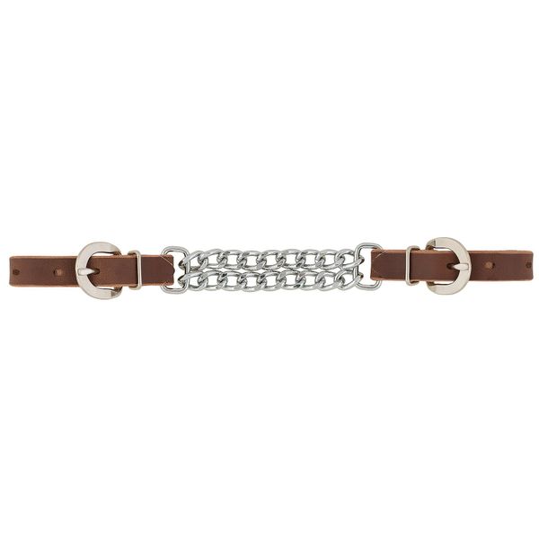 Weaver Leather Bridle Leather Double Flat Link Chain Curb Strap , Rich Brown, 4 1/2-Inch