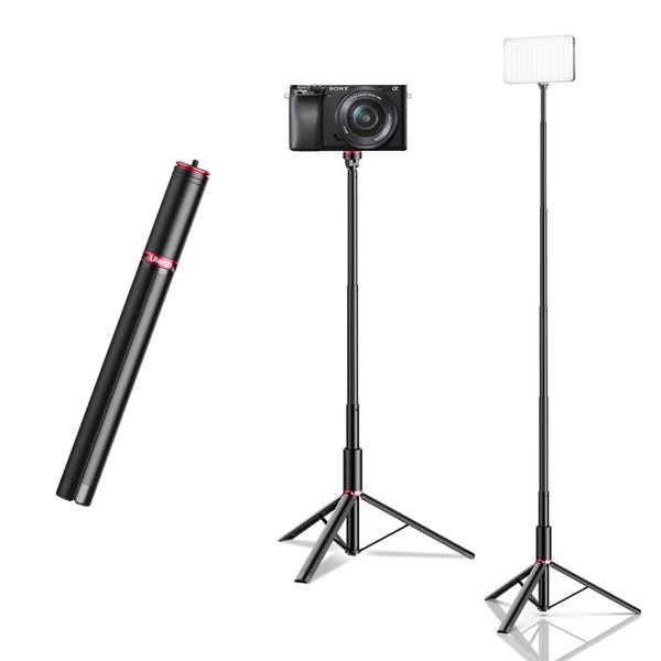 Ulanzi MT-54 Tripod, Smartphone Tripod, Light Stand, Tripod Stand, 61.0 inches (155 cm), Height Adjustment, 6 Levels, Telescopic, 1/4 Screw Hole, Camera Tripod, Lightweight, Compact, Easy to Carry,