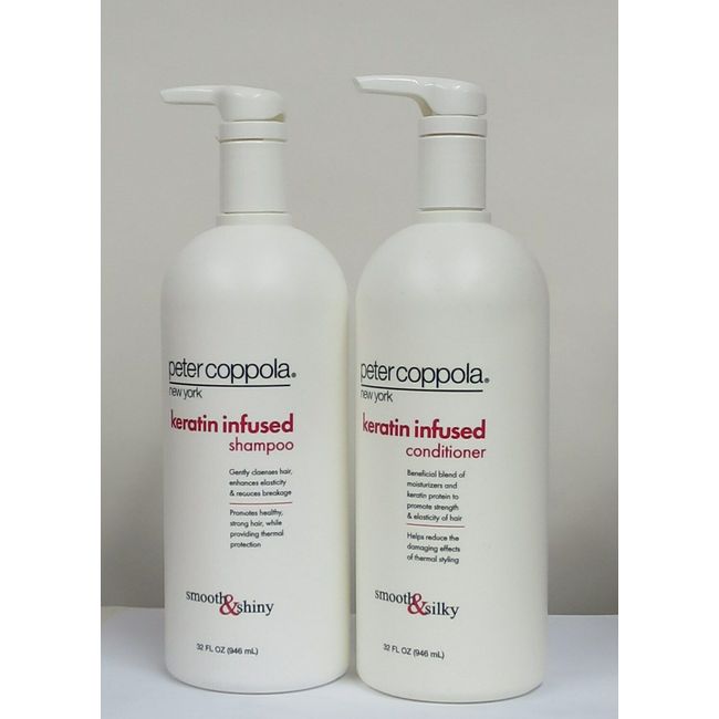 Peter Coppola Keratin Infused Shampoo and Conditioner Smooth & Shiny 32 oz Duo