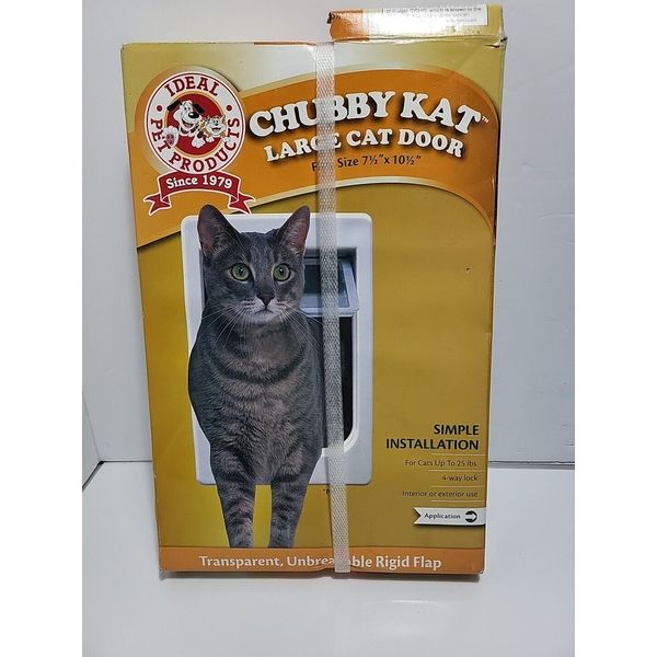 Chubby Kat Large Cat Small Dog Pet Door Flap 4 Way Lock Opening 7-1/2 x 10-1/2”