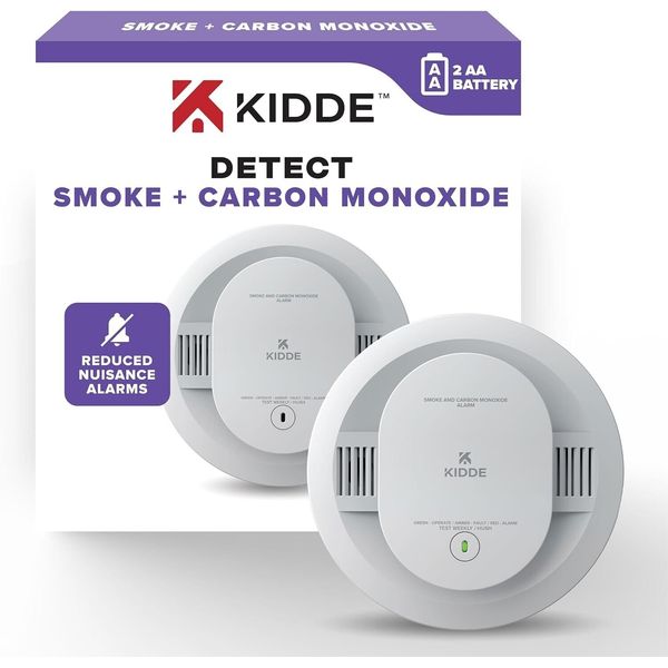 Kidde Smoke & Carbon Monoxide Detector, AA Battery Powered, Voice Alerts, LED