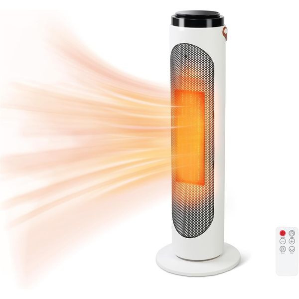 Koreyosh Space Heater with 1500W PTC Oscillating Remote 24h Timer Noiseless Room