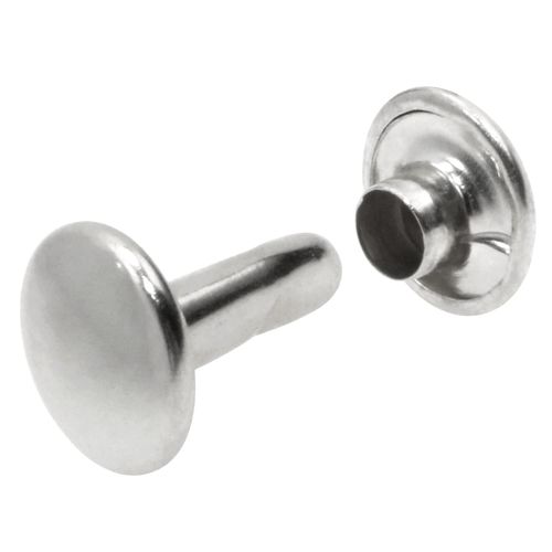 ONLYKXY 100pcs Metallic Leathercraft Rivets Double Cap 8MM/0.3inch Rivet Bottom Snaps for Shoes, Bags and Keychains Leather Rivet Set (Silver)