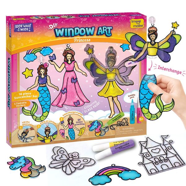 Imagimake Window Art Princess | Suncatcher Kit | Arts and Crafts for Kids Ages 6-8 | Girls Toys Age 6-8 | Unicorn Gifts for Girls Age 6-8 | Christmas Gifts for 7 Year Old Girls